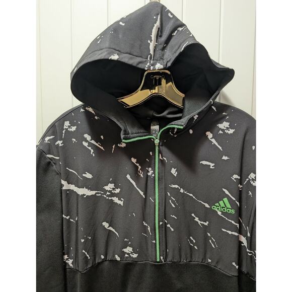 ADIDAS GOLF HOODIE SWEATER MEN XL BLACK WHITE CAMO GREEN POLY PERFORMANCE JACKET - Picture 4 of 10